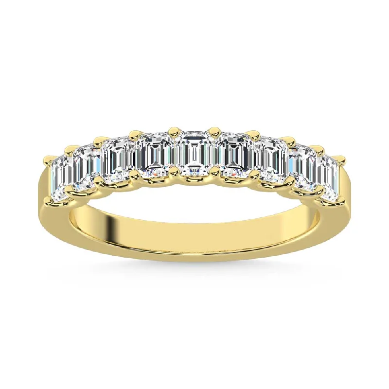 Women’s engraved engagement rings-14K Yellow Gold Lab Grown Diamond 1 Ct.Tw. Half Way Emerald Band