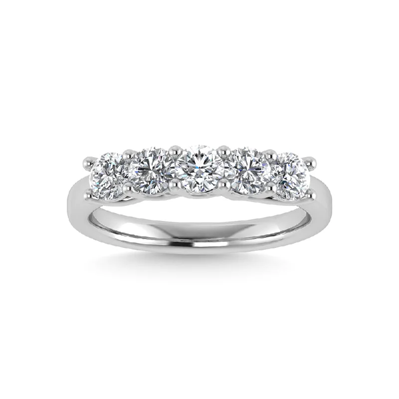 Women’s luxury engagement rings-10K White Gold Lab Grown Diamond 1 Ct.Tw. 3 stone Ladies Band