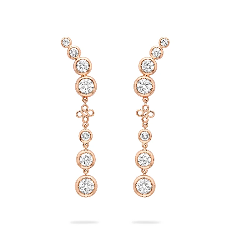 Women’s rhinestone earrings-Beach Detachable Long Rose Gold Drop Earrings