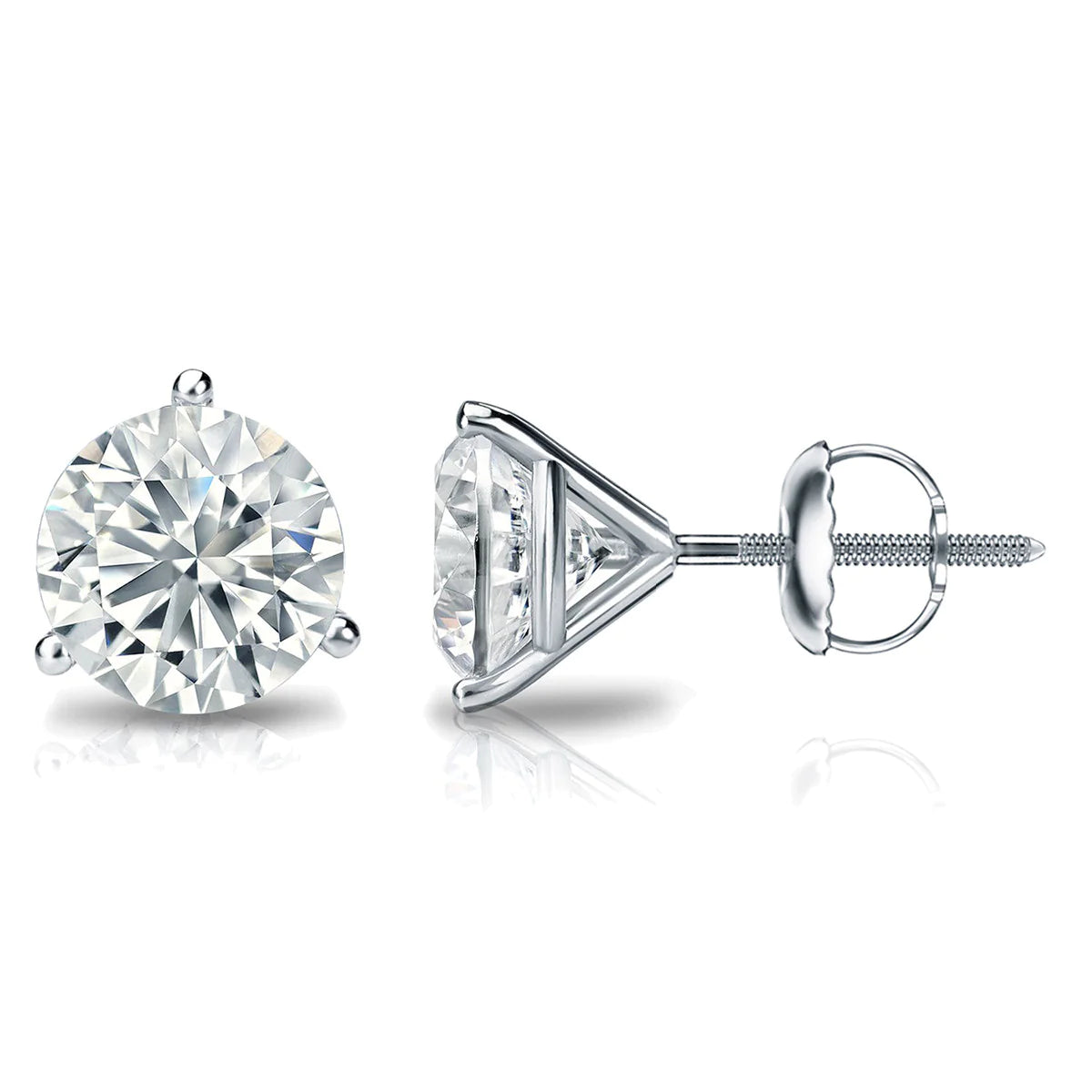 Women’s chandelier earrings-1 Carat Round 14K White Gold 3 Prong Martini Set Diamond Solitaire Stud Earrings