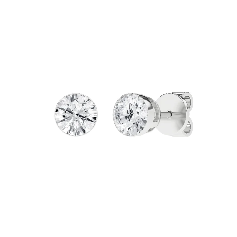 Women’s elegant earrings-2 Carat Round Lab Grown Diamond 14K Gold Seamless Solitaire Stud Earrings