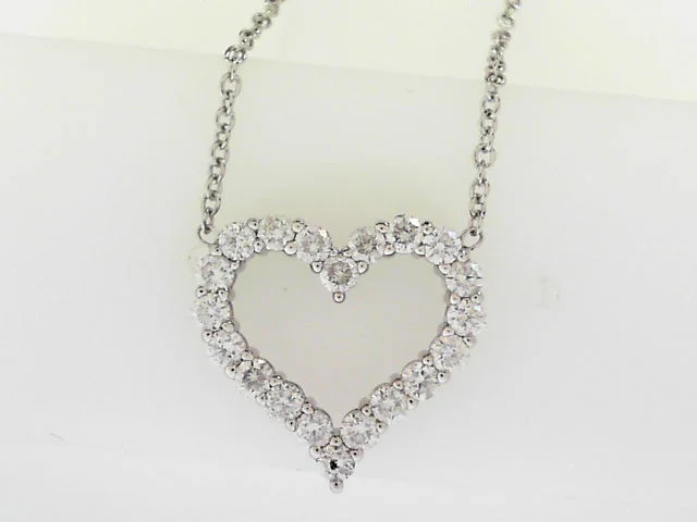 Women’s diamond necklace with pendants-14KWG 1.00CTW FOF RD DIA HEART NECKLACE