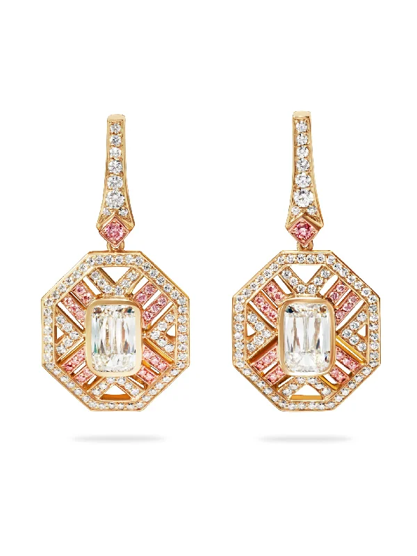 Women’s custom earrings-Fifth Avenue Ashoka Diamond Yellow Gold Earrings