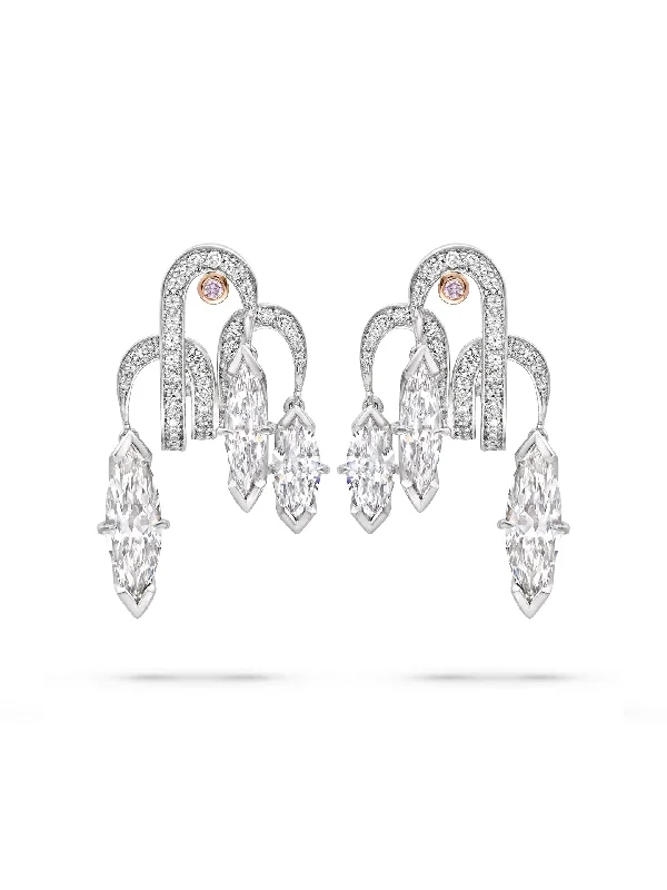 Women’s pearl stud earrings-Secret Garden Marquise Diamond Earrings