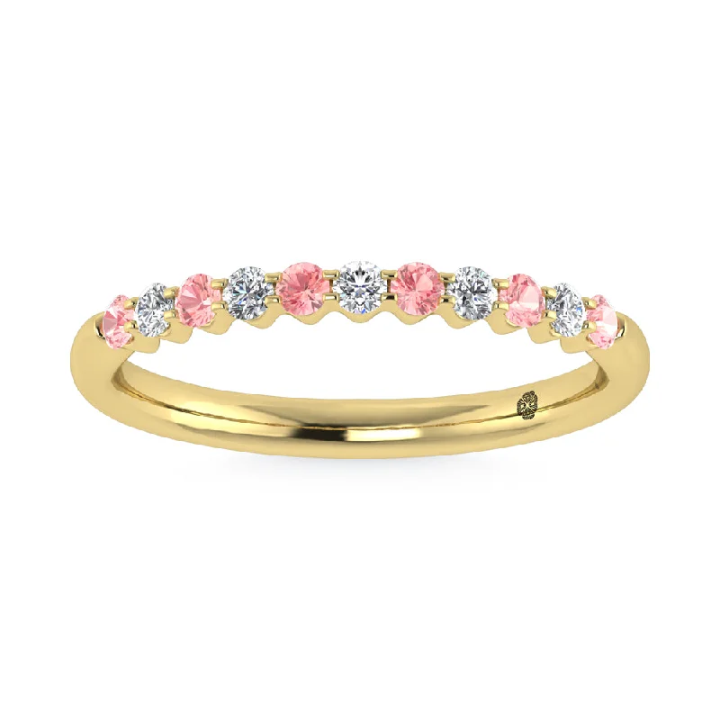 Women’s vintage diamond engagement rings-14K Yellow Gold Lab Grown Alternate Pink And White Diamond 1/4 Ct.Tw. Stackable Band