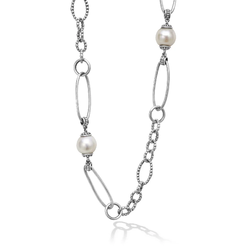 Women’s ruby necklaces-Luna Pearl Link Necklace