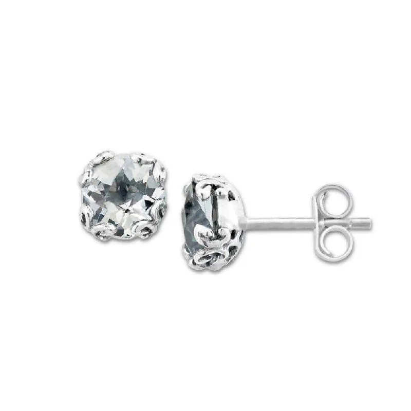 Women’s drop earrings-Samuel B. White Topaz Birthstone Glow Stud Earrings - April