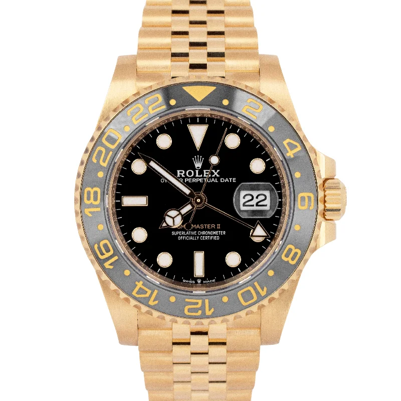 Unisex scratch-resistant watches-2023 NEW PAPERS Rolex GMT-Master II 18K Yellow GOLD Jubilee 40mm 126718 GRNR BOX