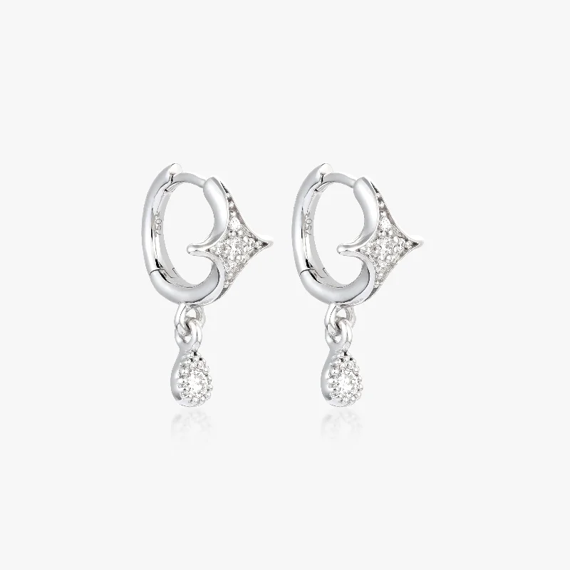 Women’s sterling silver earrings-Luna Mini Drop Hoops