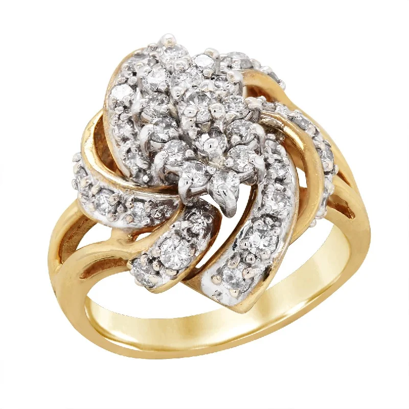 Women’s modern engagement rings-YELLOW GOLD STATEMENT RING WITH 39 DIAMONDS, 1.00 CT TW