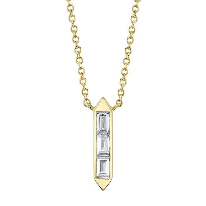 Women’s rose gold necklaces-0.18CT DIAMOND BAGUETTE NECKLACE