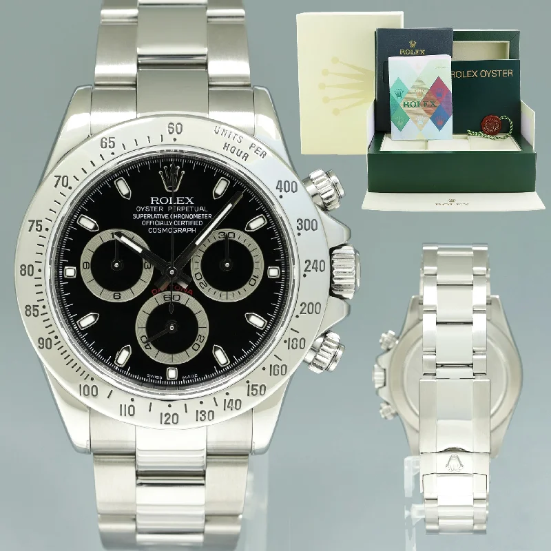 Unisex solar-powered wristwatches-2007 MINT PAPERS Rolex Daytona 116520 White Chronograph Steel 40mm Watch Box