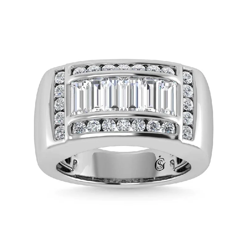 Women’s sapphire and diamond engagement rings-14K White Gold Lab Grown Diamond 2 1/6 Ct.Tw. Mens Ring