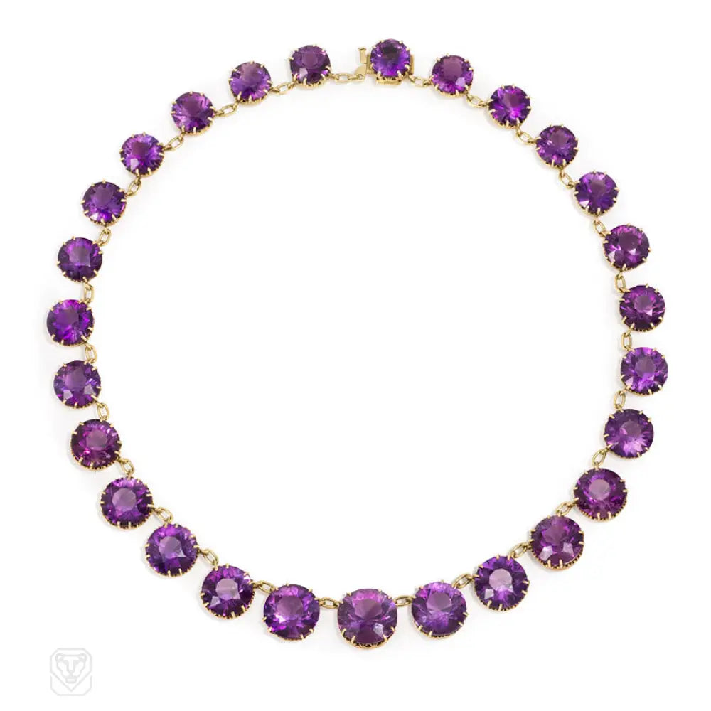 Women’s sapphire and diamond necklaces-Antique graduated amethyst necklace