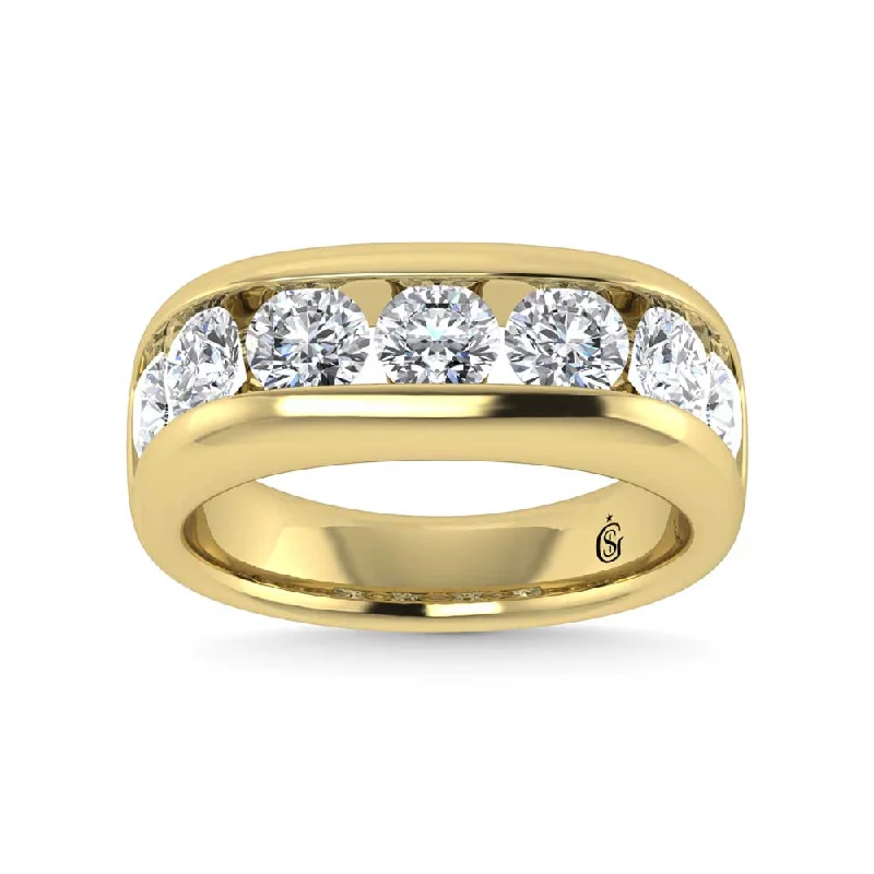 Women’s asscher cut engagement rings-14K Yellow Gold Lab Grown Diamond 3 1/2 Ct.Tw. Mens Ring