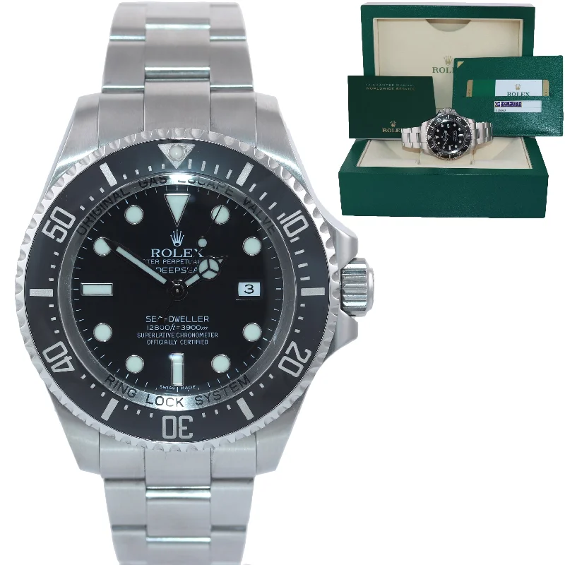 Unisex high-end watches-2015 MINT PAPERS Rolex Sea-Dweller DEEPSEA 116660 Steel 44mm Black Watch Box