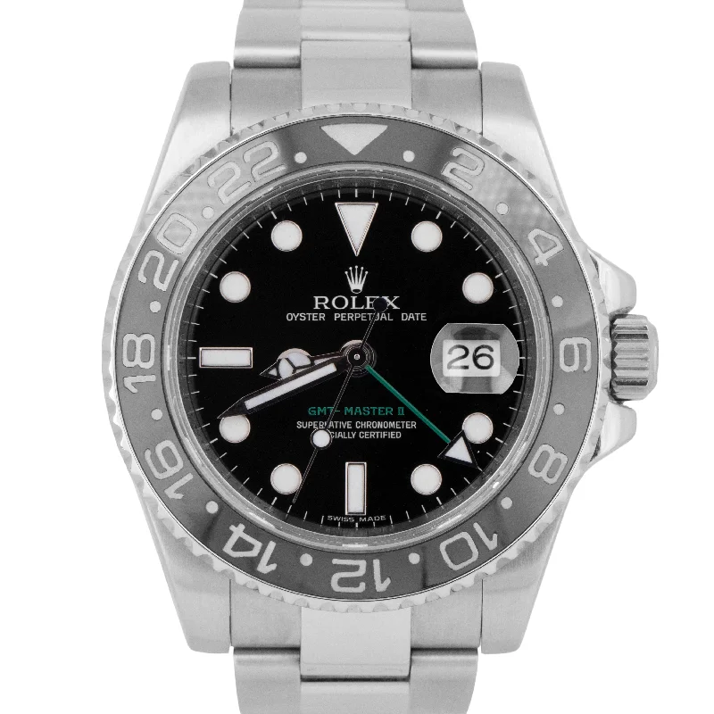 Unisex digital sports watches-Rolex GMT-Master II Black Green Ceramic Stainless Steel 40mm Watch 116710 LN