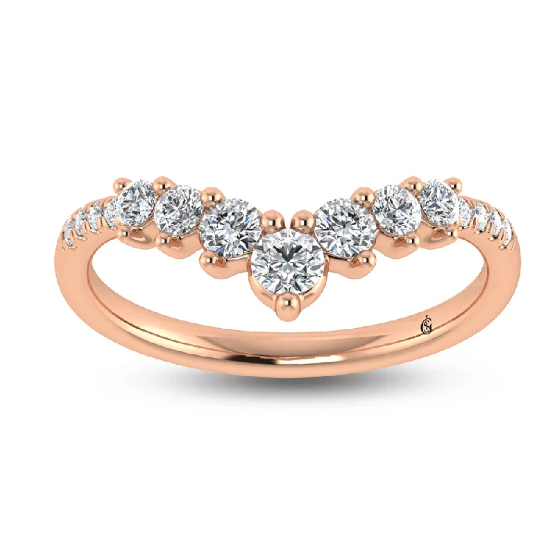 Women’s solitaire engagement rings-14K Rose Gold Lab Grown Diamond 3/8 Ct.Tw. Chevron Band