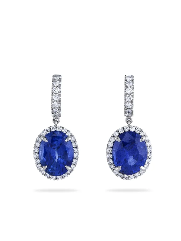 Women’s cubic zirconia earrings-Vintage Oval Sapphire Platinum Earrings