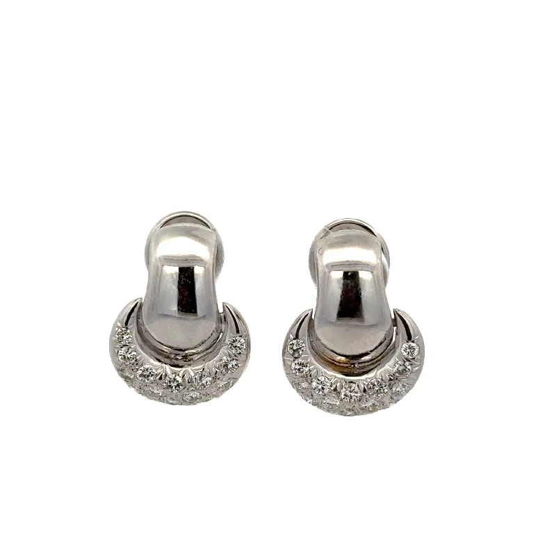 Women’s silver drop earrings-Diamond Door Knocker Earrings in 18k White Gold