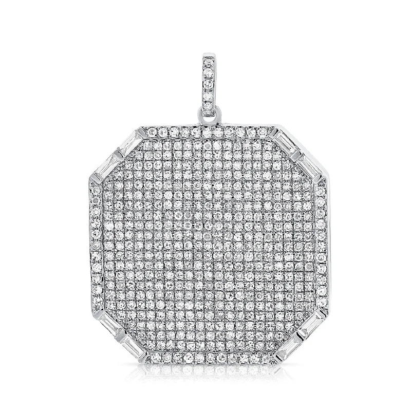 Women’s round diamond engagement rings-14K White Gold Diamond Pave Locket