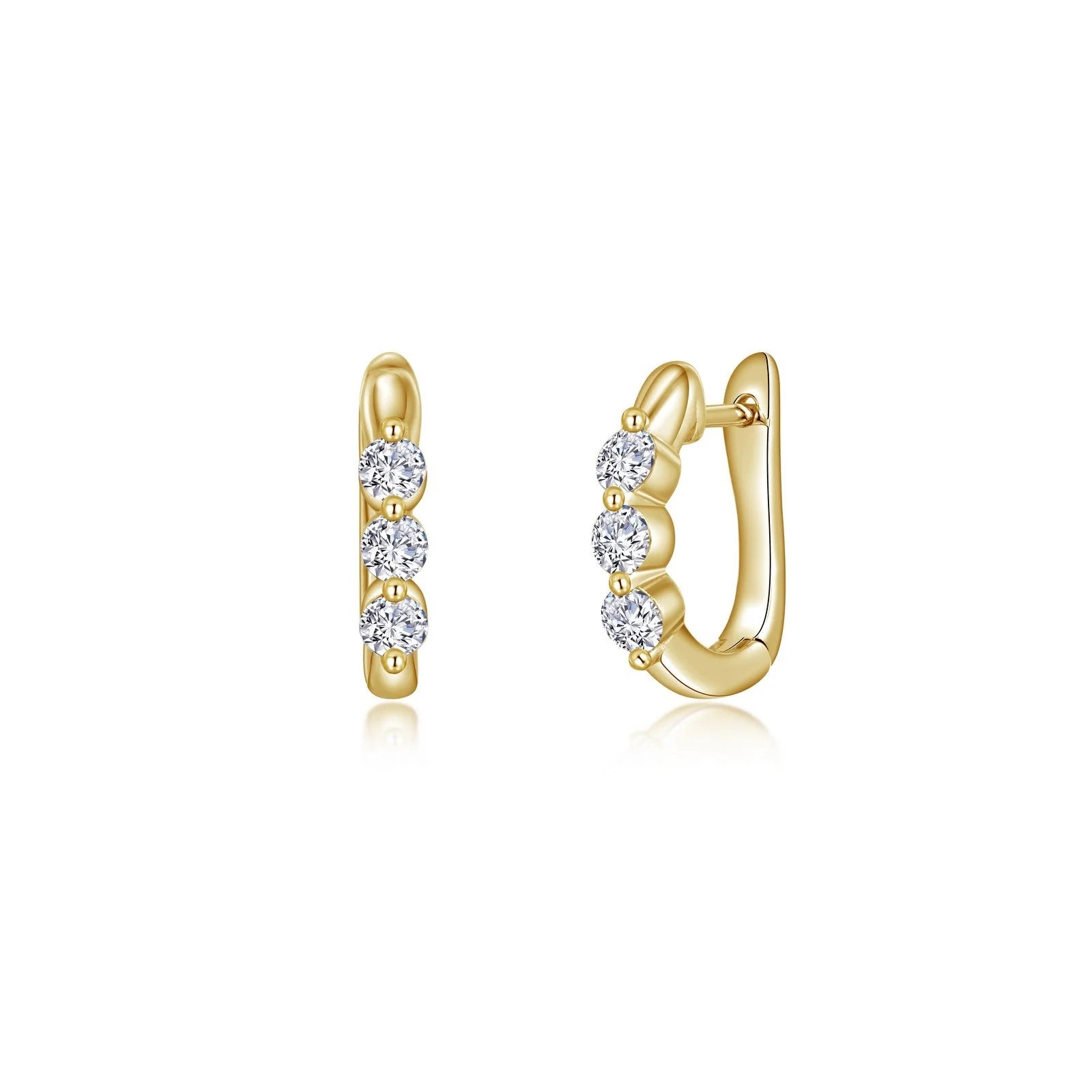 Women’s sparkling hoop earrings-Lafonn Simulated Diamond 3-Stone Huggie Hoop Earrings E0618CLG00