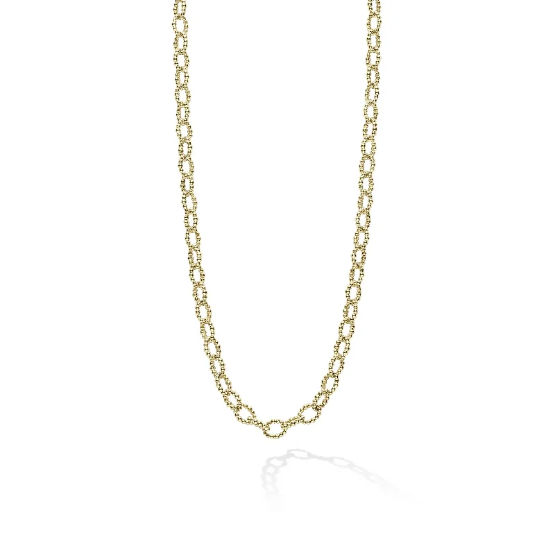 Women’s gemstone necklaces-Signature Caviar 18K Gold Petite Link Necklace