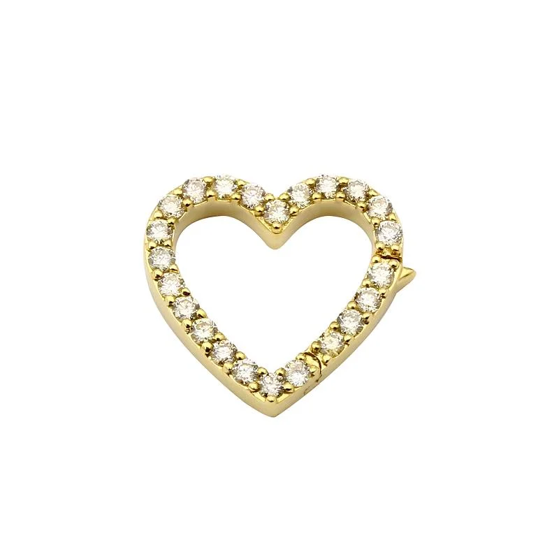 Women’s yellow diamond engagement rings-14k Yellow Gold Diamond Open Heart Charm