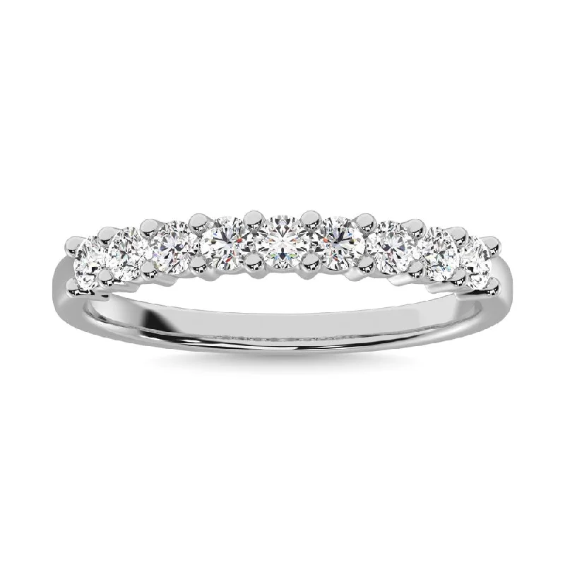 Women’s luxury solitaire engagement rings-Diamond 1 ct tw Round Cut One Row Ring in 14K White Gold