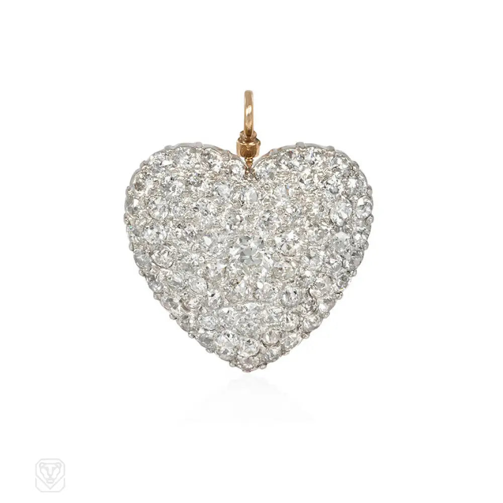 Women’s dainty necklaces-Antique diamond heart pendant