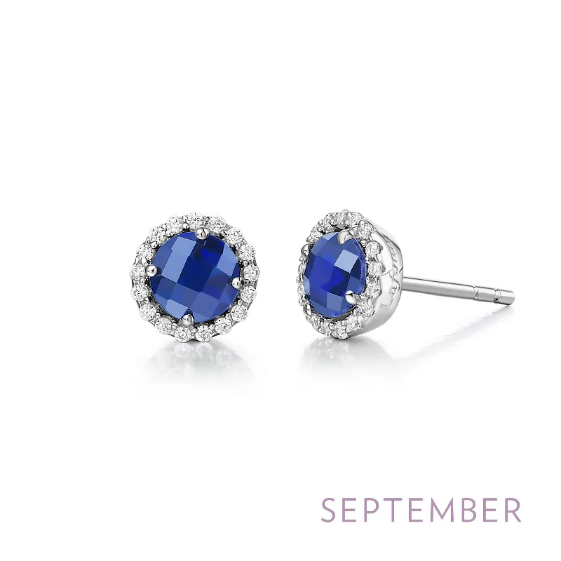 Women’s ruby earrings-Lafonn Simulated Diamond & Blue Sapphire Birthstone Earrings - September BE001SAP