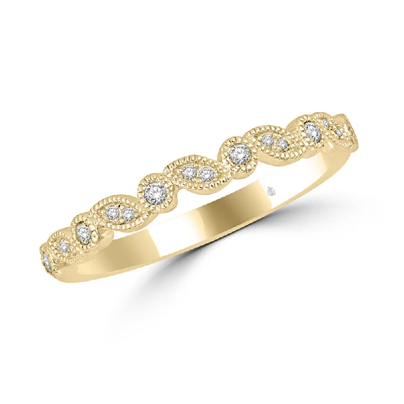 Women’s personalized engagement rings-14K Yellow Gold 1/10 Ct.Tw. Diamond Stackable Band