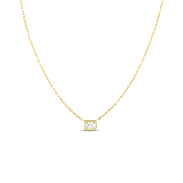 Women’s layered silver necklaces-18K GOLD DIAMONDS BY THE INCH EMERALD CUT NECKLACE