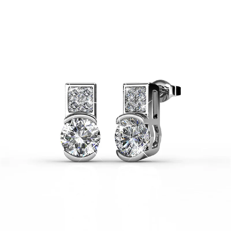 Women’s radiant gemstone earrings-Laya 18k White Gold Plated Stud Earrings with Swarovski Crystals