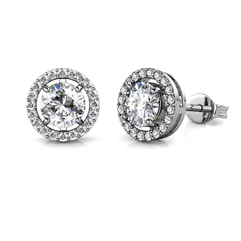 Women’s large hoop earrings-Moissanite by Cate & Chloe Kailani Sterling Silver Stud Earrings with Moissanite Crystals