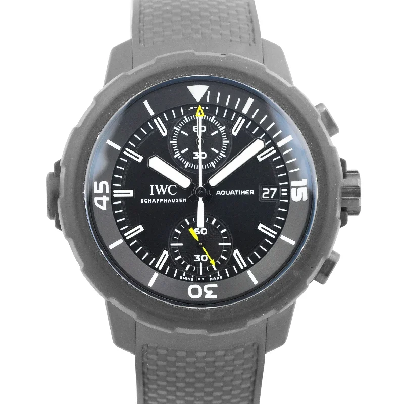 Unisex solar-powered watches-IWC Aquatimer Chronograph Galapagos Island 45mm BLACK Steel Rubber IW379502