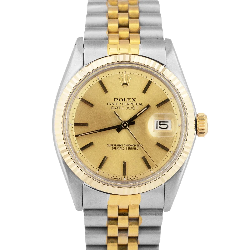 Unisex casual leather watches-Rolex DateJust 36mm Champagne 18K Gold Two-Tone Stainless Steel Watch 16013