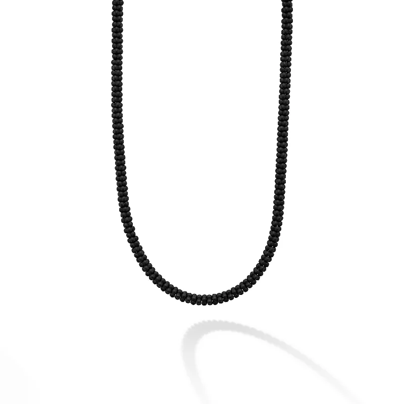 Women’s infinity necklaces-Black Caviar Matte Black Ceramic Beaded Necklace