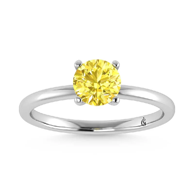 Women’s princess cut engagement rings-IGI Certified 14K White Gold Lab Grown Yellow Diamond 2 Ct.Tw. Solitaire Ring