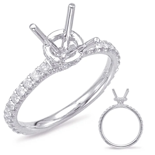 Women’s trendy engagement rings-14K White Gold White Gold Diamond Mounting