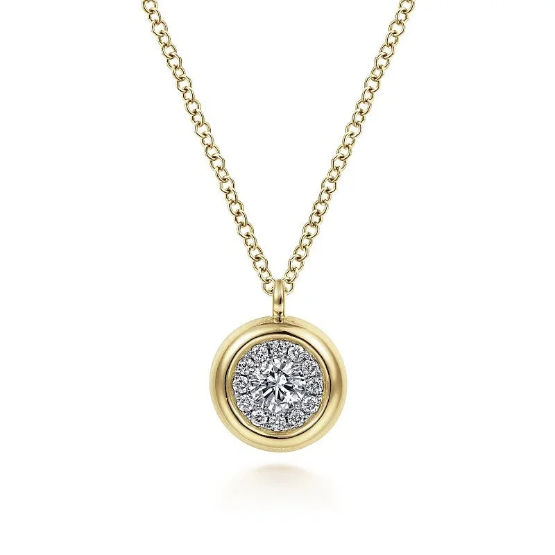 Women’s sleek necklaces-14K Yellow Gold Diamond Halo Pendant Necklace