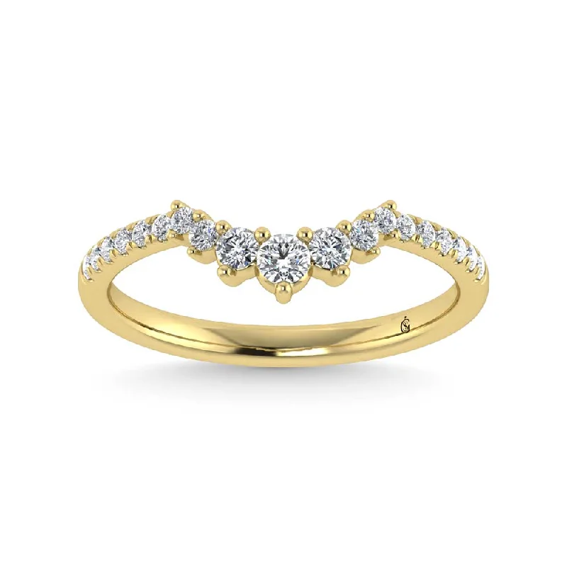 Women’s affordable engagement rings-14K Yellow Gold Lab Grown Diamond 1/4 Ct.Tw. Chevron Band