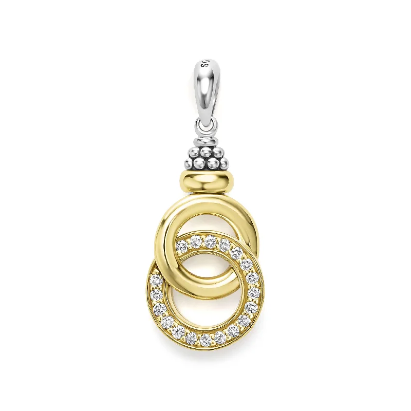 Women’s long necklaces-Signature Caviar Two-Tone Interlocking Diamond Pendant