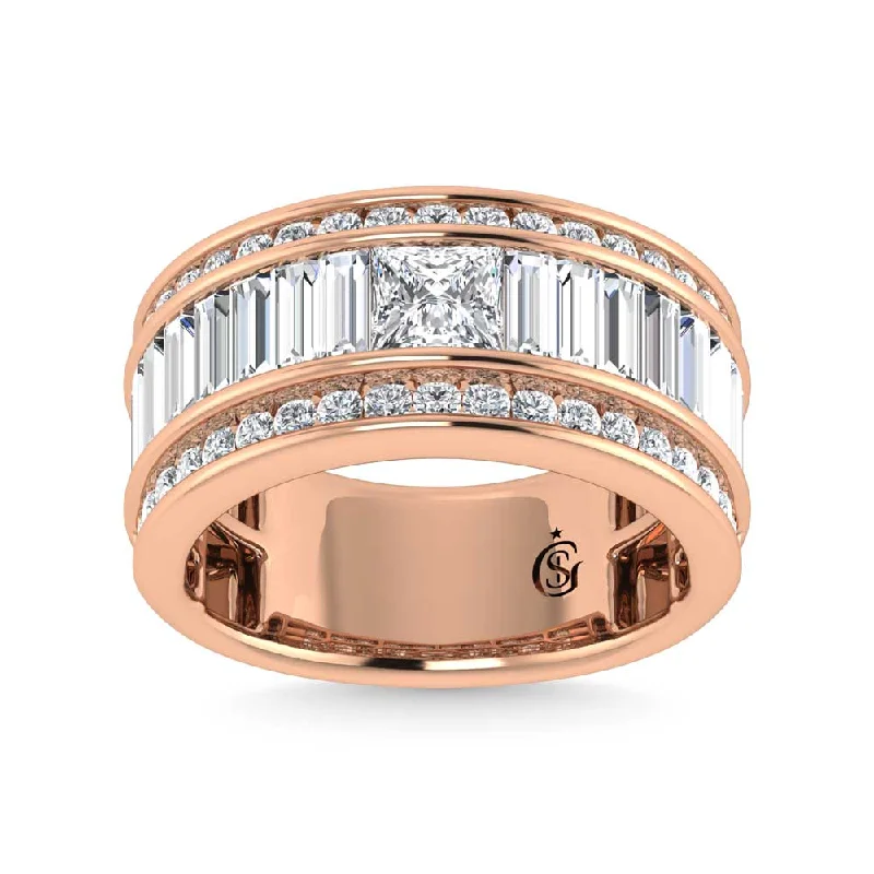 Women’s diamond band engagement rings-14K Rose Gold Lab Grown Diamond 3 3/4 Ct.Tw. Slim Baguette Band