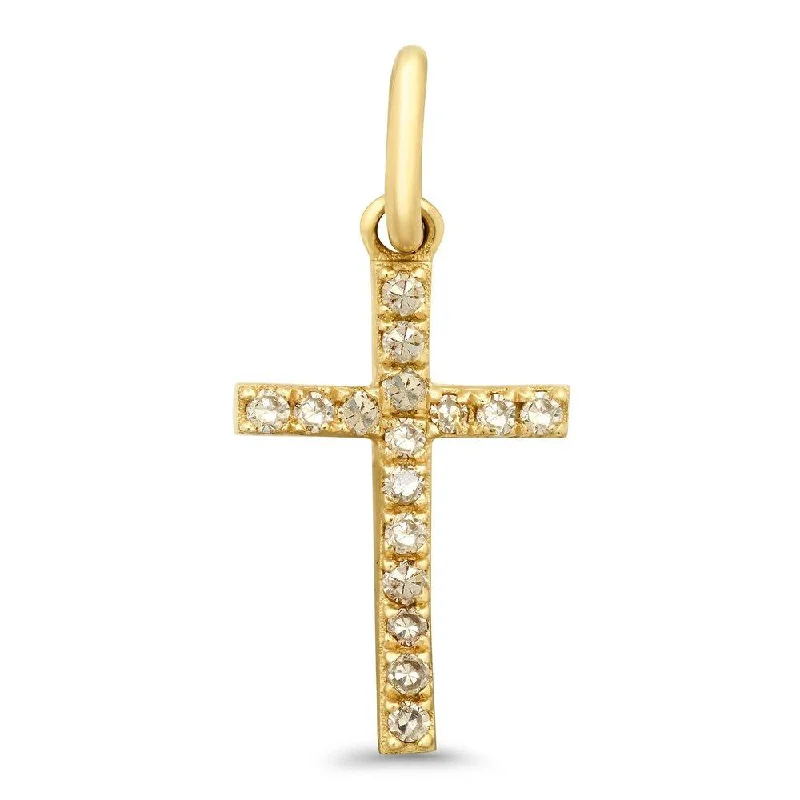 Women’s diamond accented engagement rings-CROSS DIAMOND CHARM, GOLD