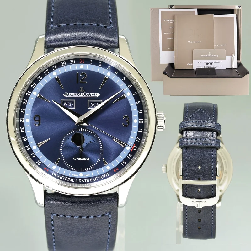 Unisex smart watches-PAPERS Jaeger LeCoultre JLC Master Calendar Q4148480 Blue Dial 40mm Watch Box