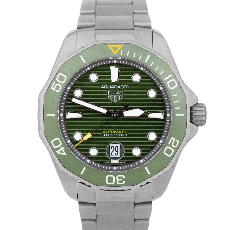 Unisex solar-powered wristwatches-MINT 2023 PAPERS Tag Heuer Aquaracer Green Titanium WBP208B Date Watch BOX