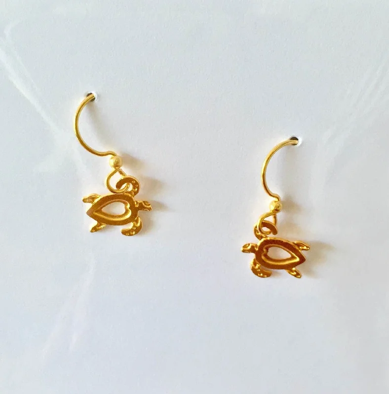 Women’s diamond hoop earrings-Turtle Earrings