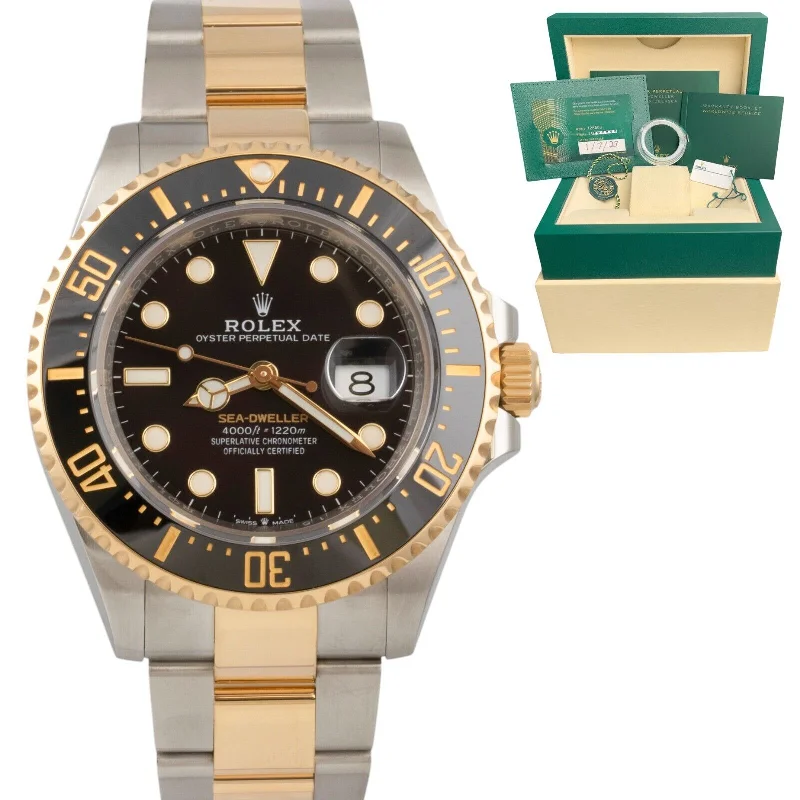 Unisex digital watches-2023 Rolex Sea-Dweller 2-Tone 18k & Stainless 43mm Black Watch 126603 BOX PAPERS