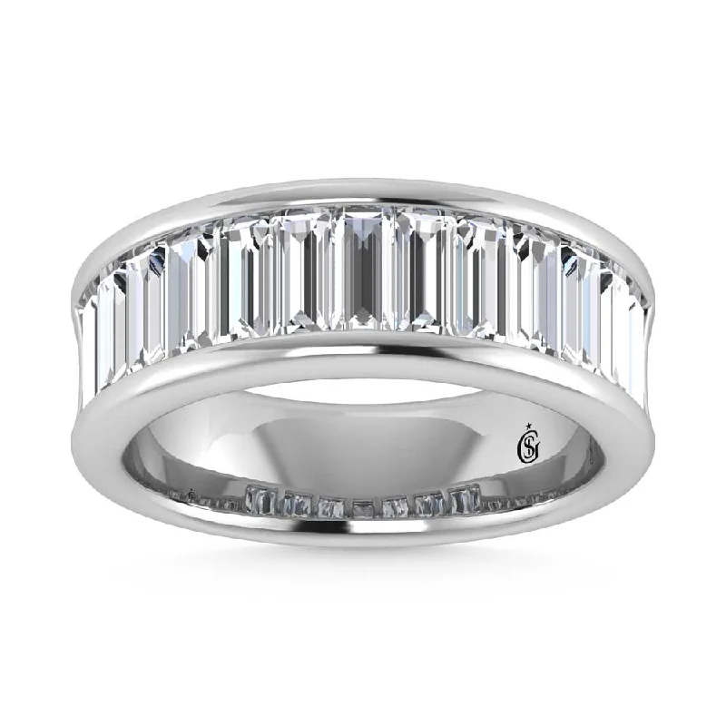 Women’s princess-cut diamond engagement rings-14K White Gold Lab Grown Diamond 2 7/8 Ct.Tw. Slim Baguette Mens Ring